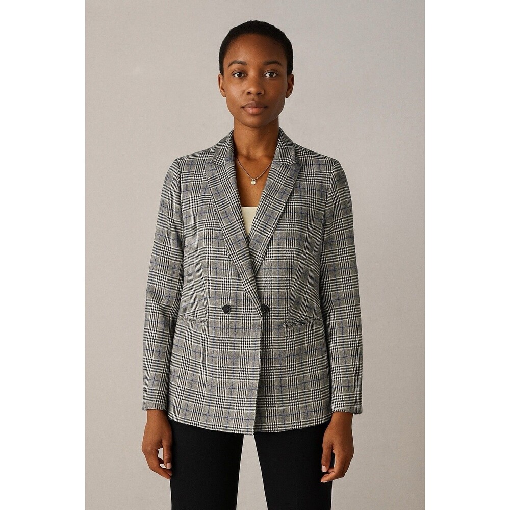 Talbots Women Jackets Double Breasted Glen  Plaid Blazer Size 16W‎